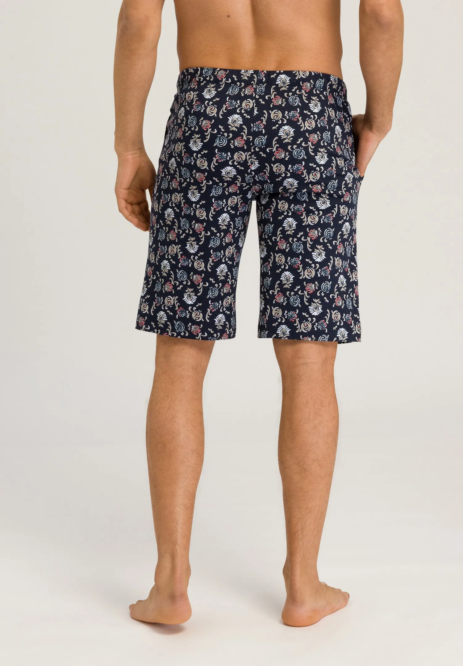 Night And Day Cotton Drawstring Shorts | Navy Botany Print 75513-1248