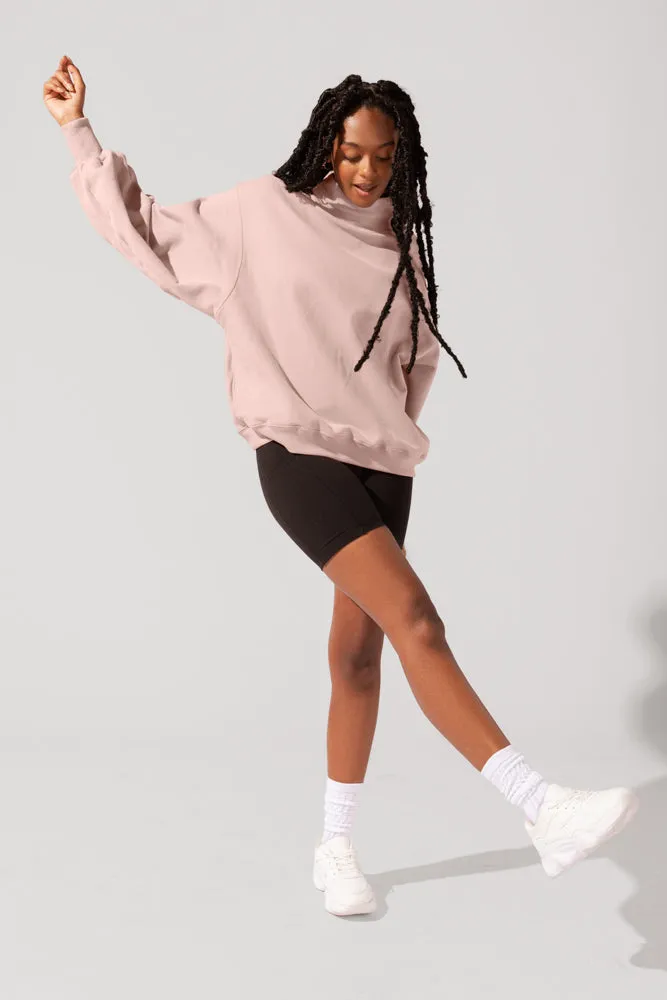 Ooey Gooey Mockneck Sweatshirt with Pockets - Ballet Slipper