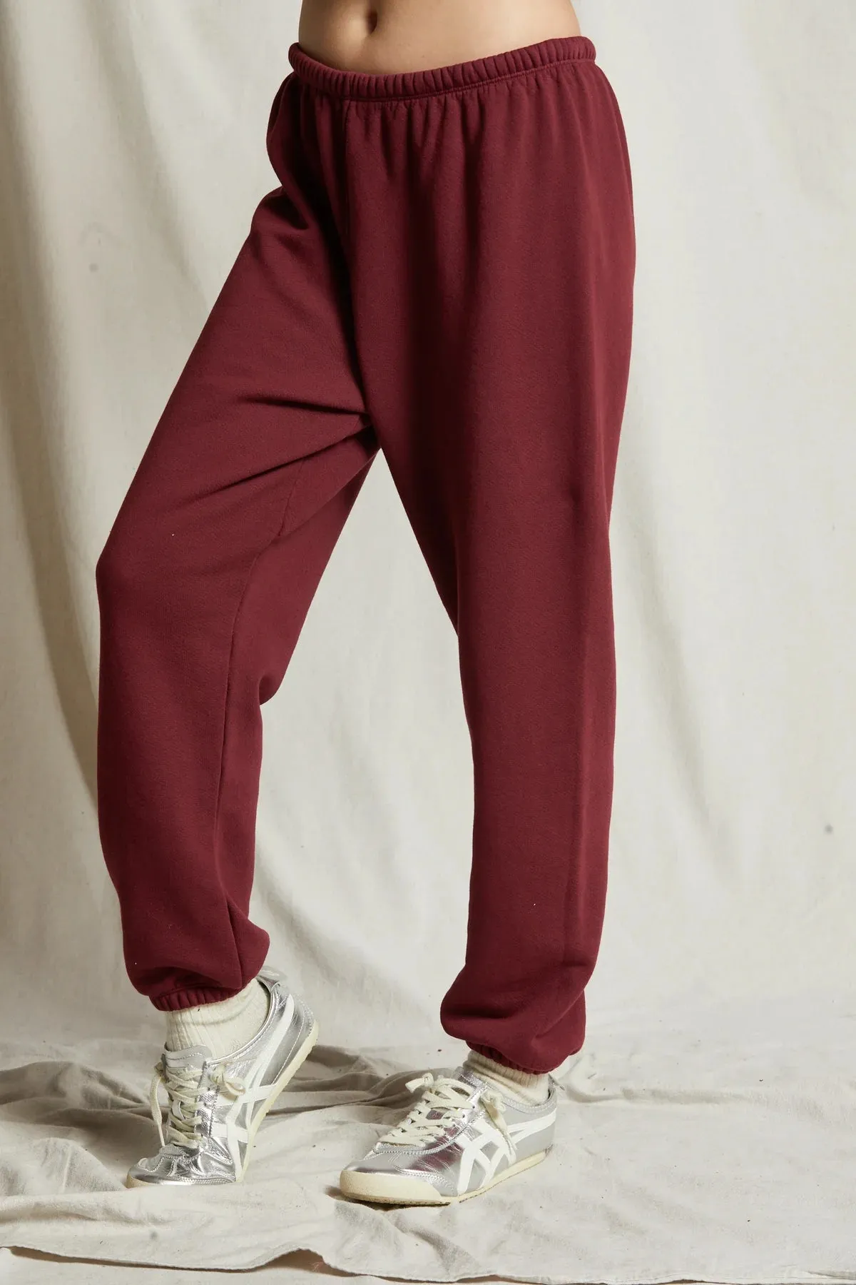 Perfect White Tee Stevie Fleece Easy Sweatpant-Cranberry