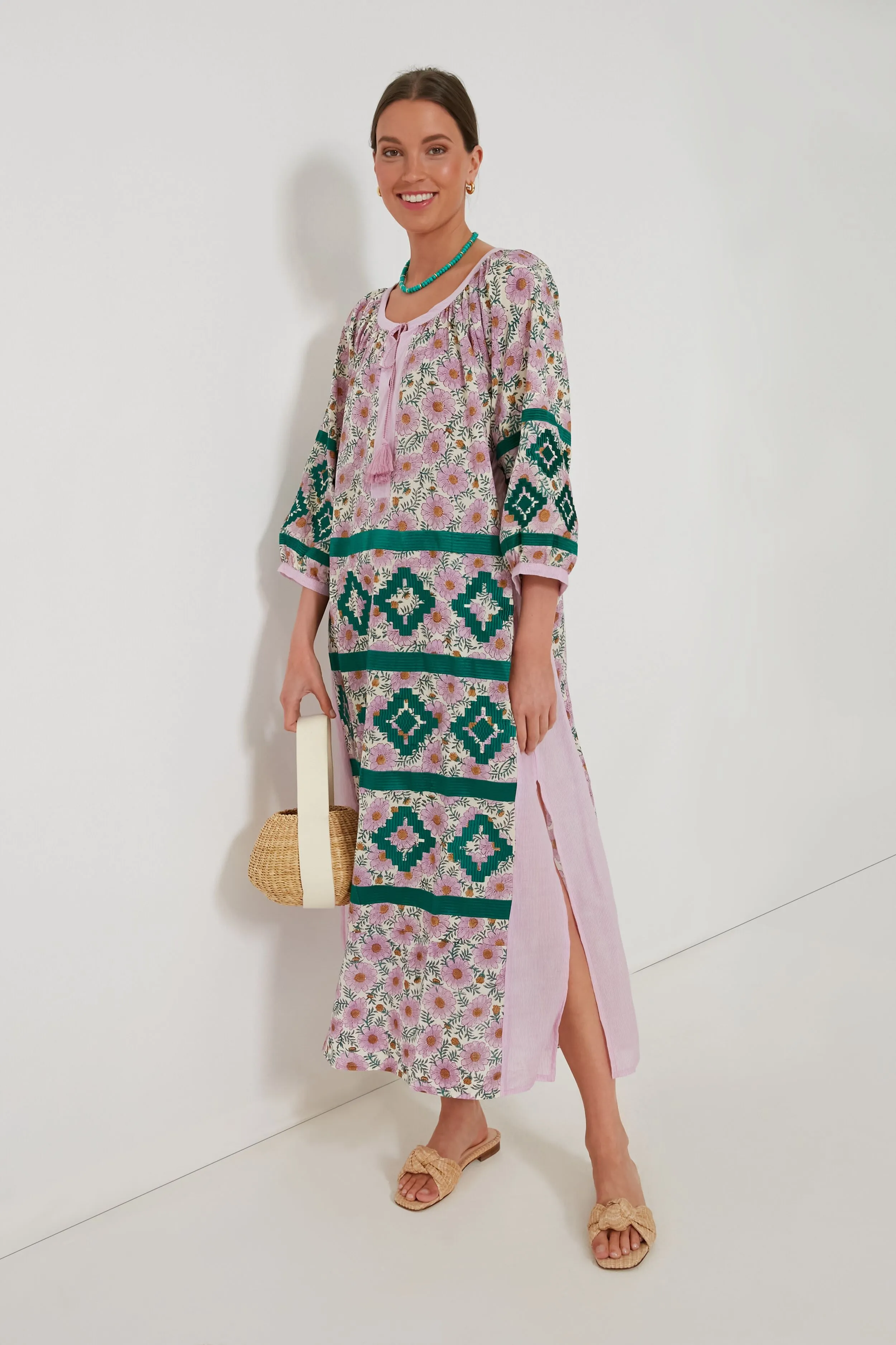 Pink and Green Manjur Kaftan