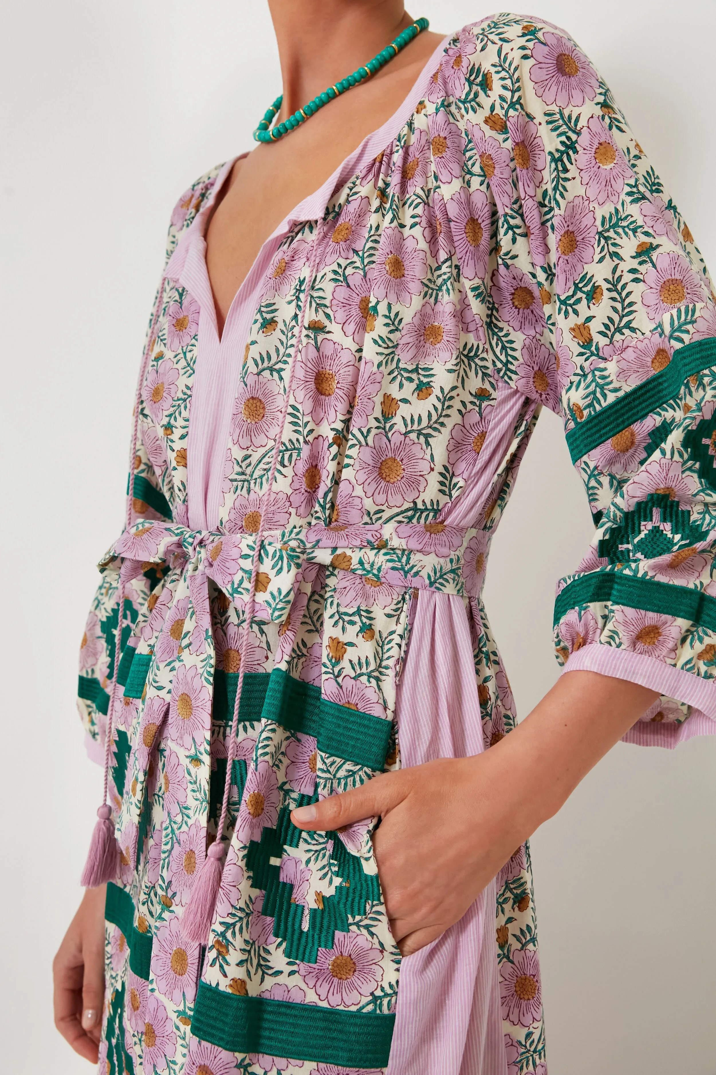 Pink and Green Manjur Kaftan