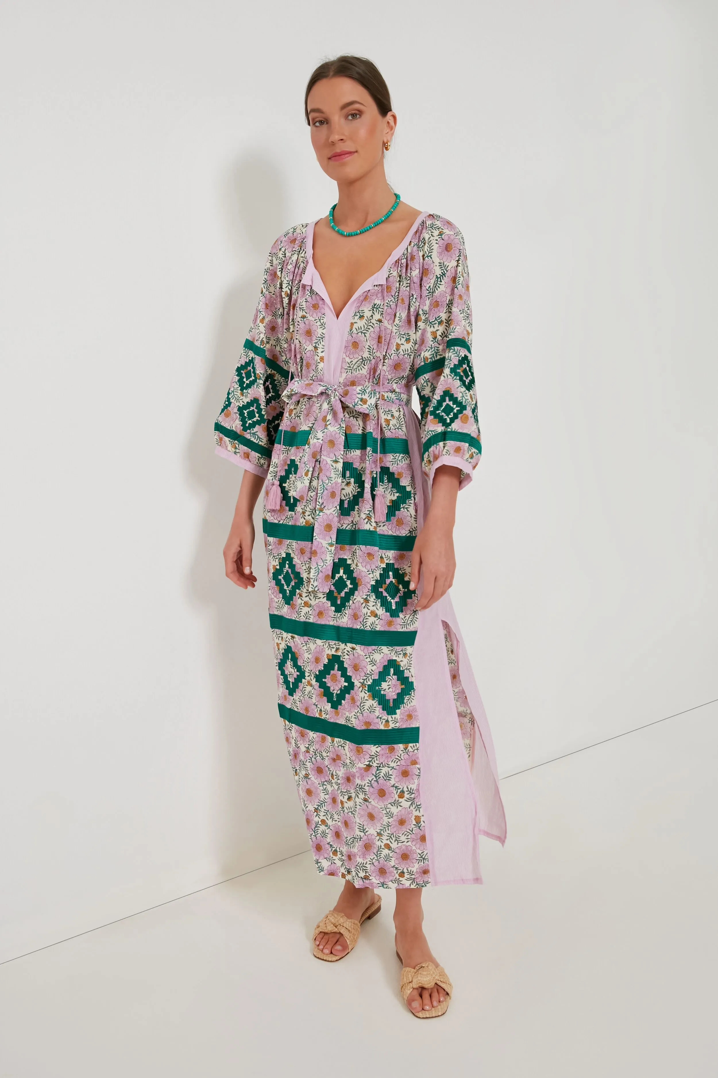 Pink and Green Manjur Kaftan