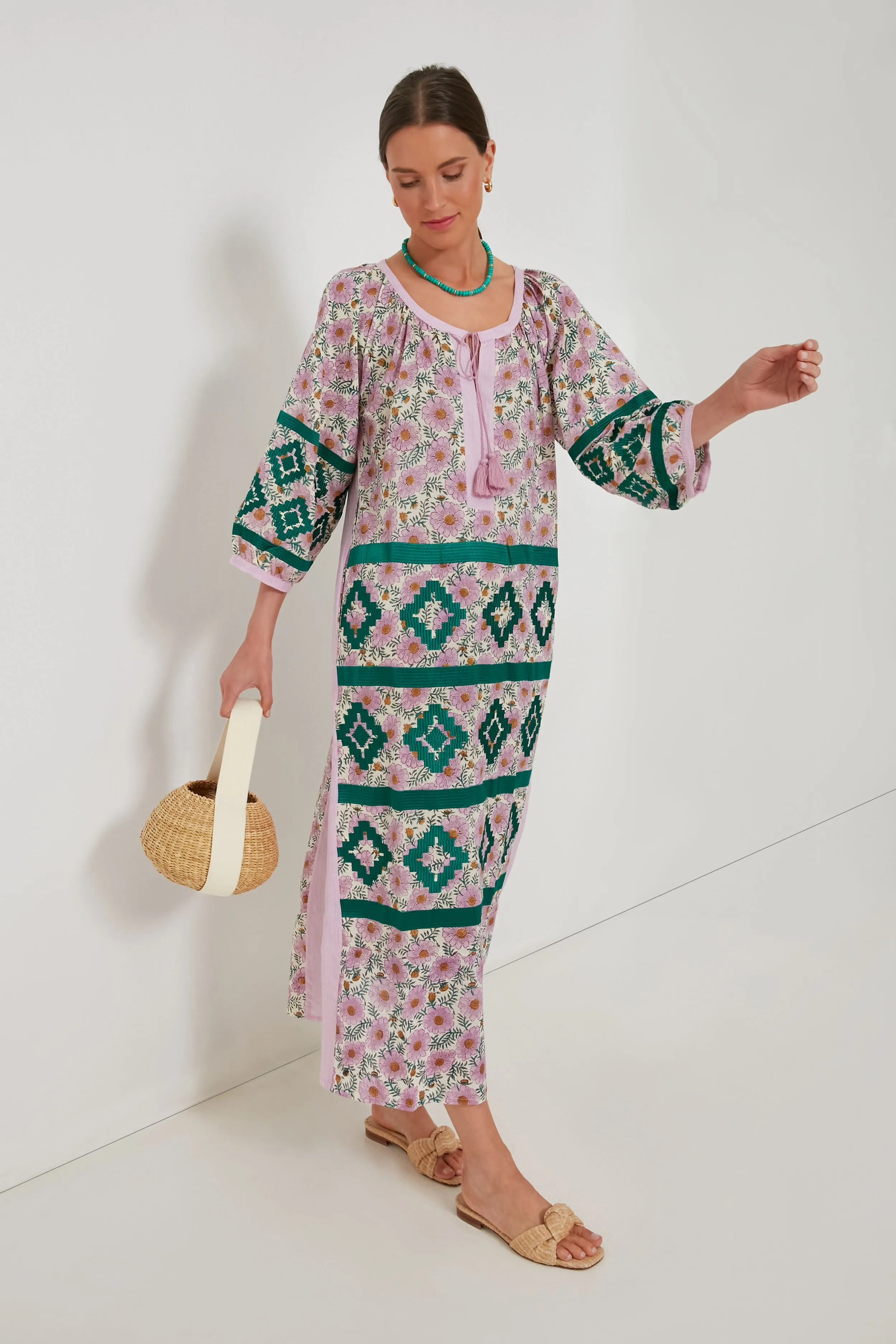 Pink and Green Manjur Kaftan