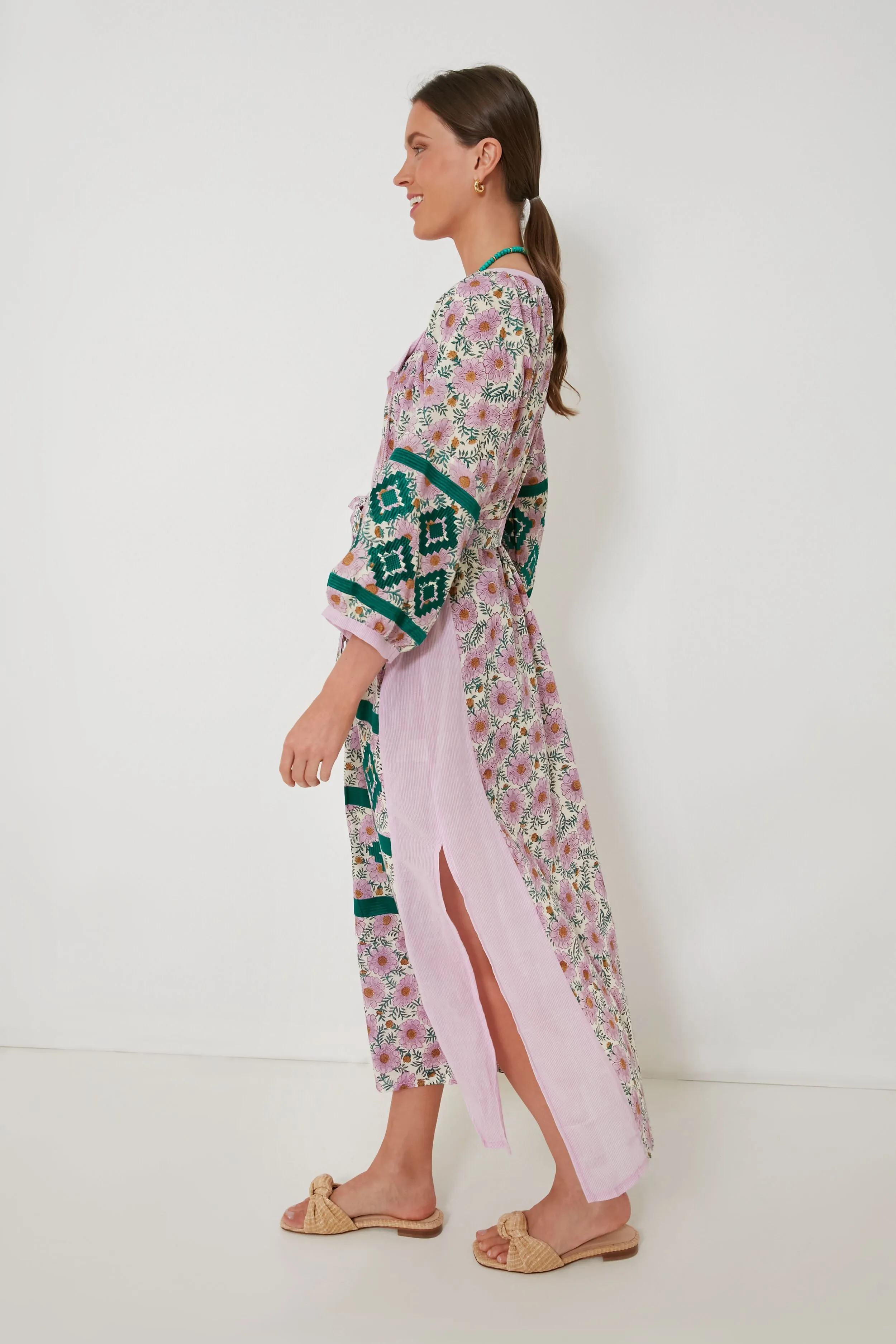 Pink and Green Manjur Kaftan