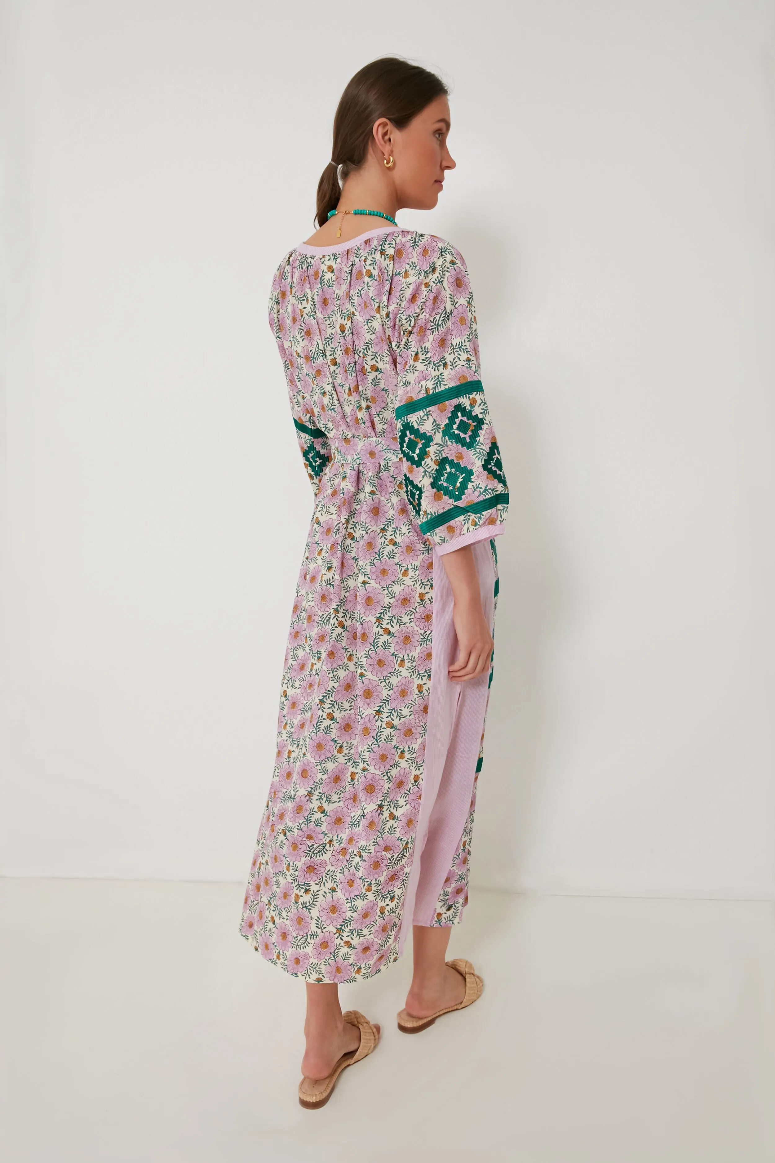 Pink and Green Manjur Kaftan