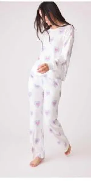 PJ SALVAGE-PEACE AND LOVE PANT-IVORY HEARTS