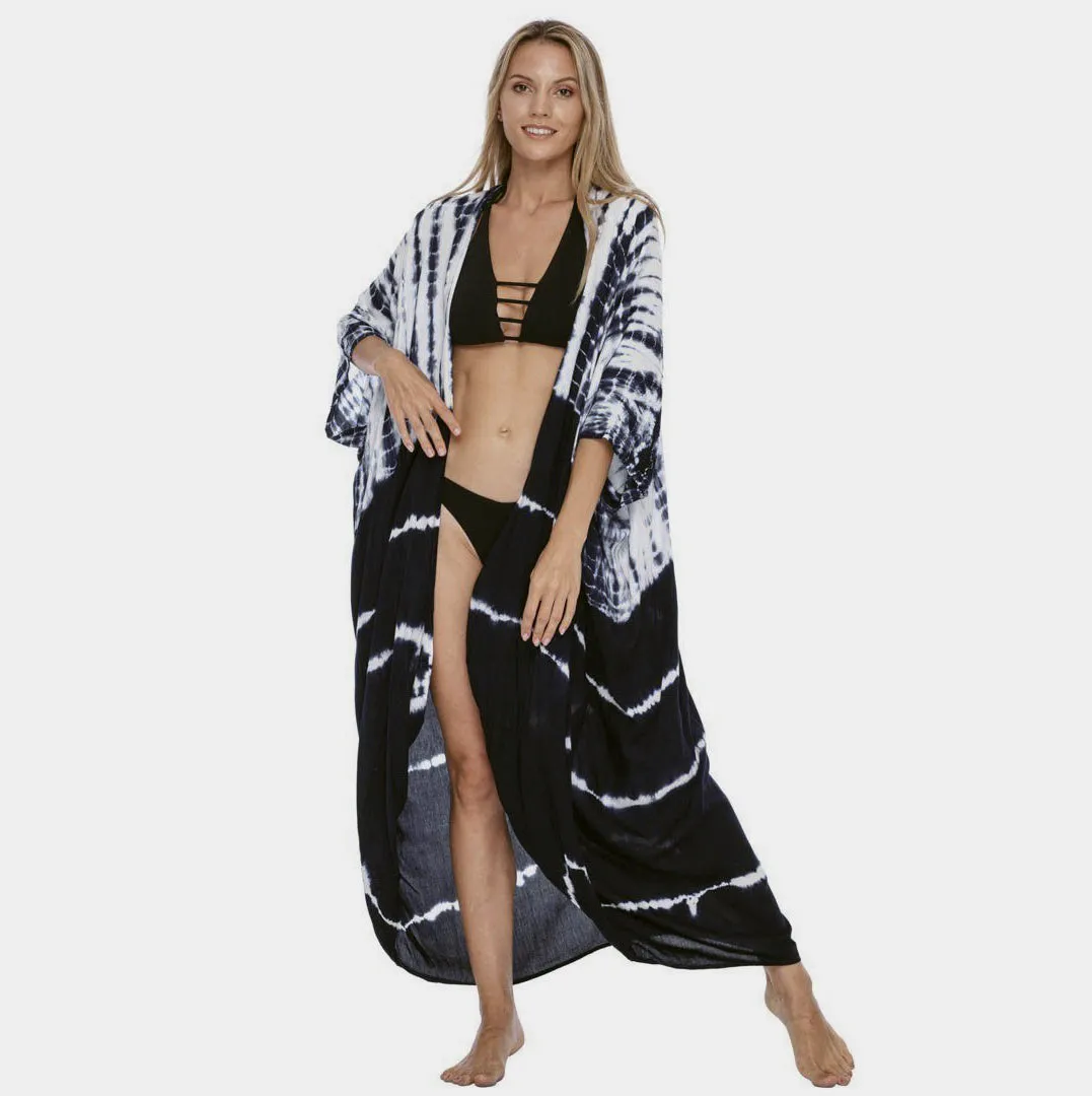 Plus Size Tie-Dye Beach Cardigan: Women's Swimsuit Cover Up