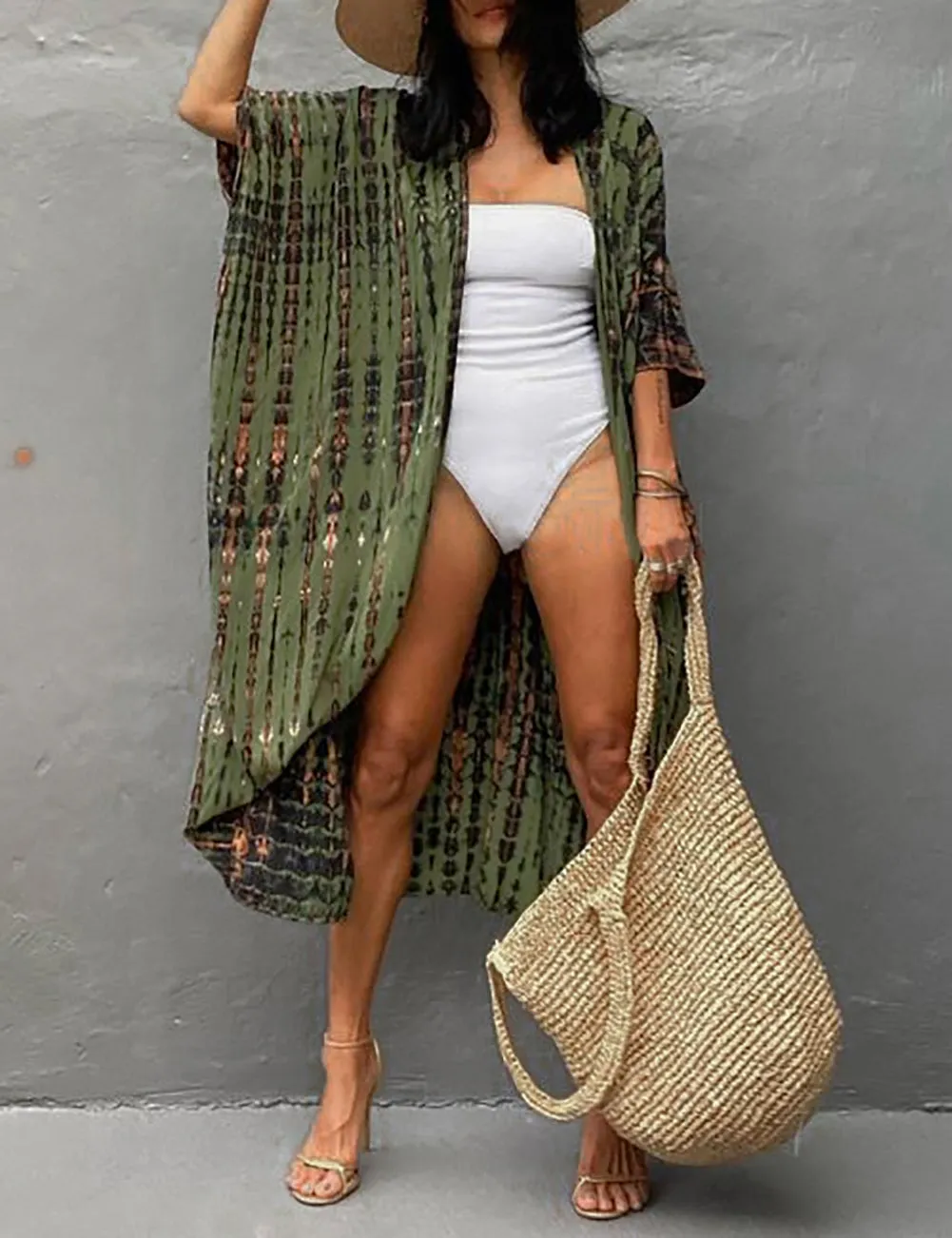 Plus Size Tie-Dye Beach Cardigan: Women's Swimsuit Cover Up