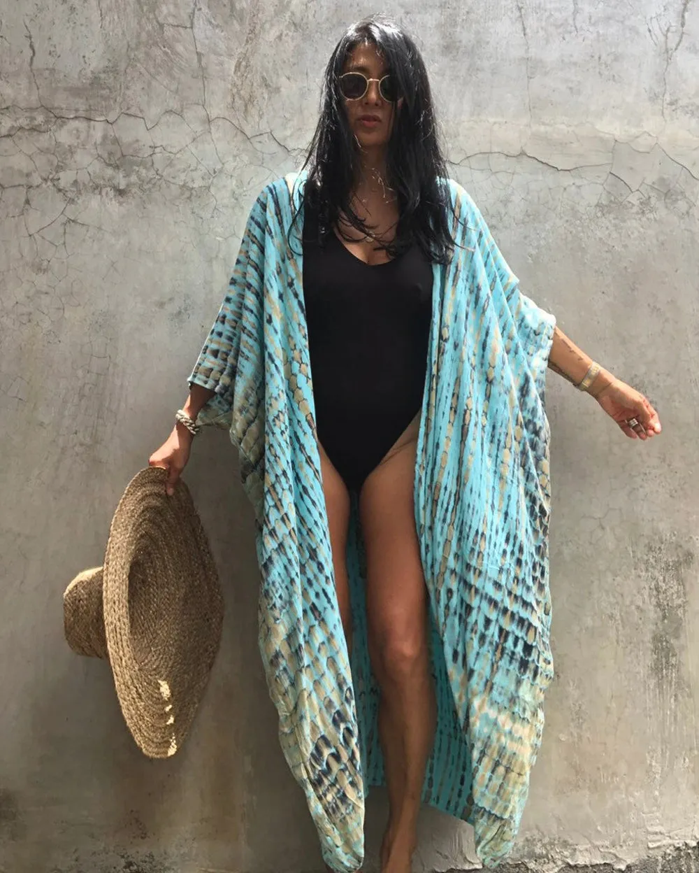 Plus Size Tie-Dye Beach Cardigan: Women's Swimsuit Cover Up