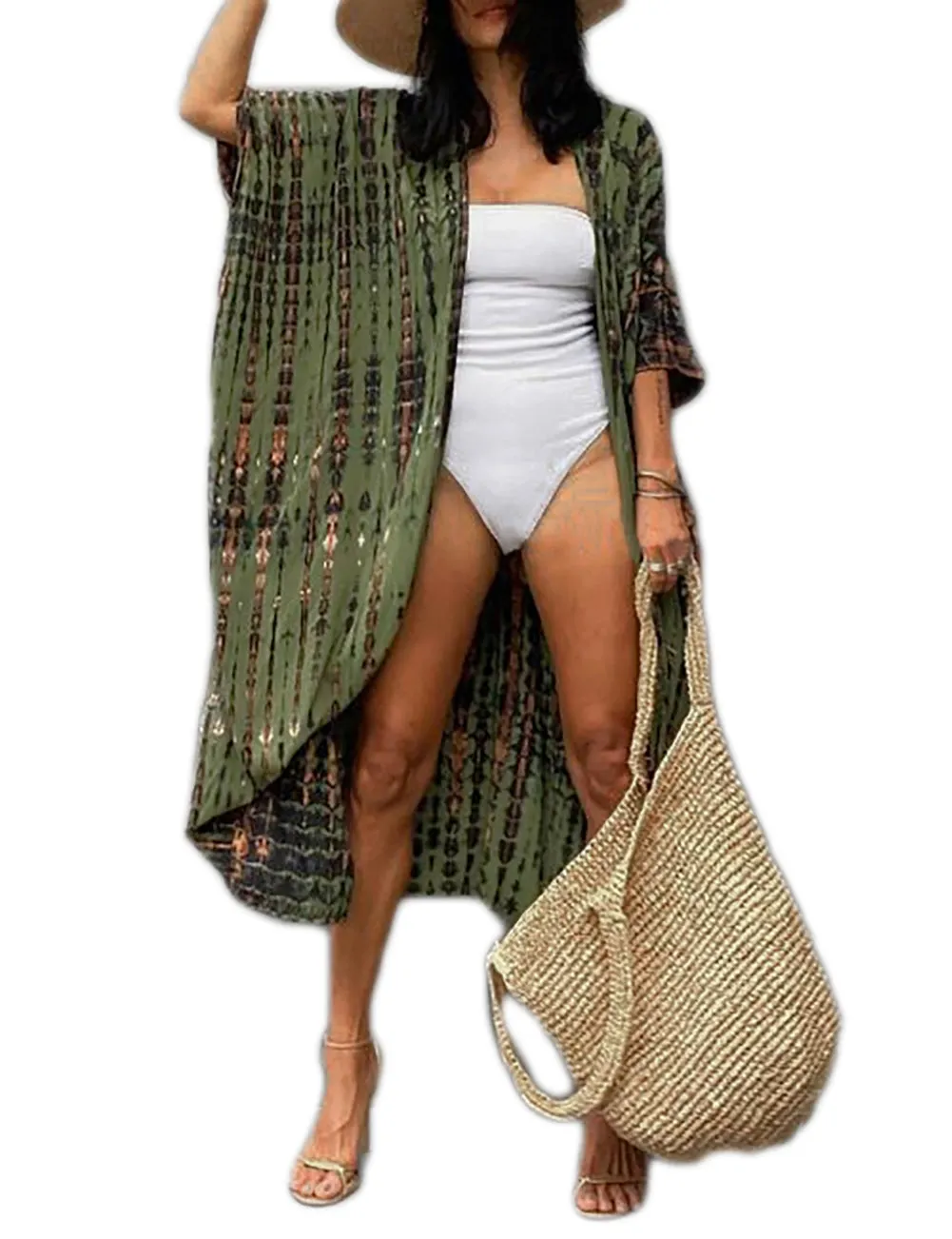 Plus Size Tie-Dye Beach Cardigan: Women's Swimsuit Cover Up