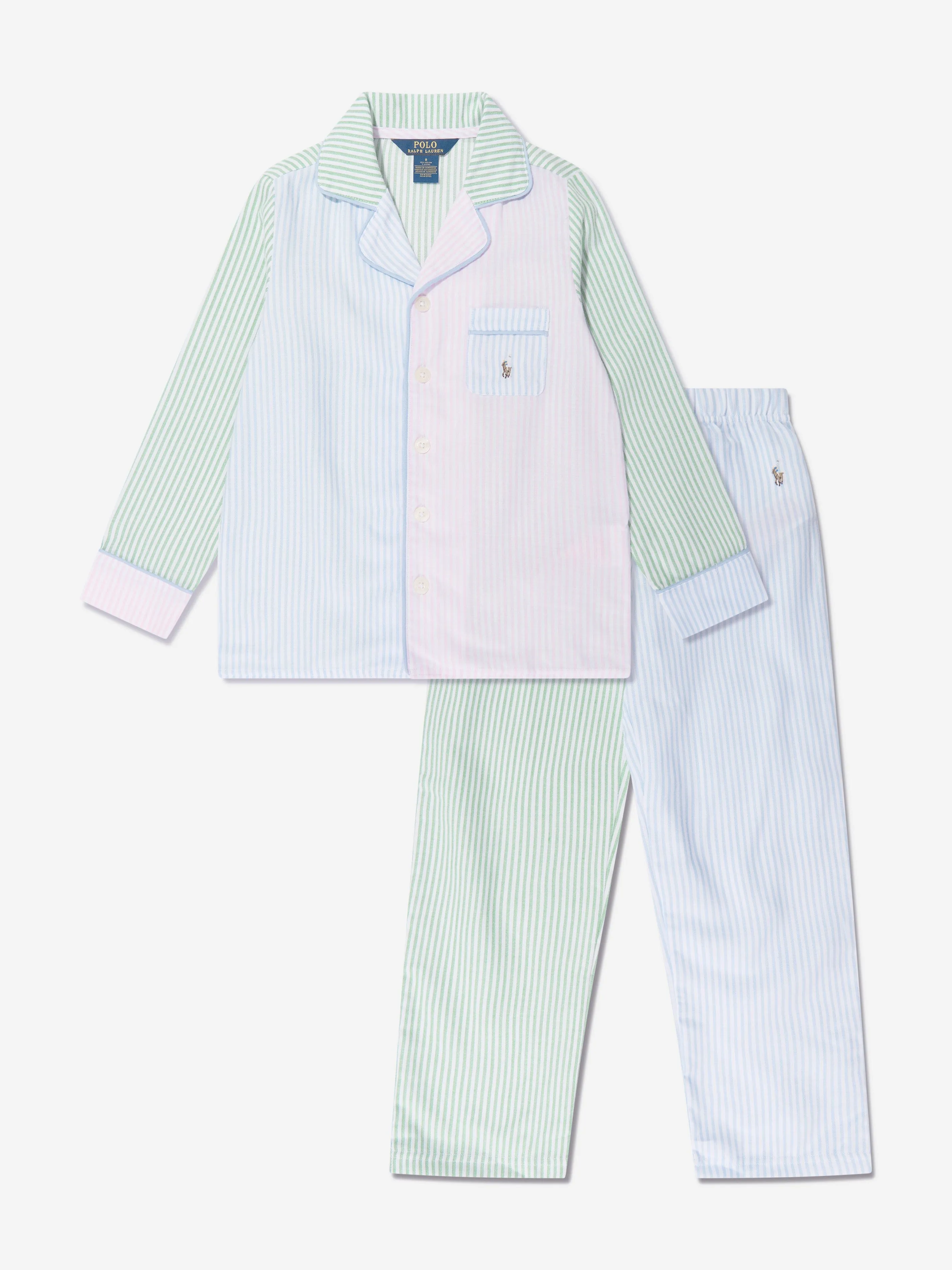 Ralph Lauren Boys Button Up Pyjama Set in Multicolour