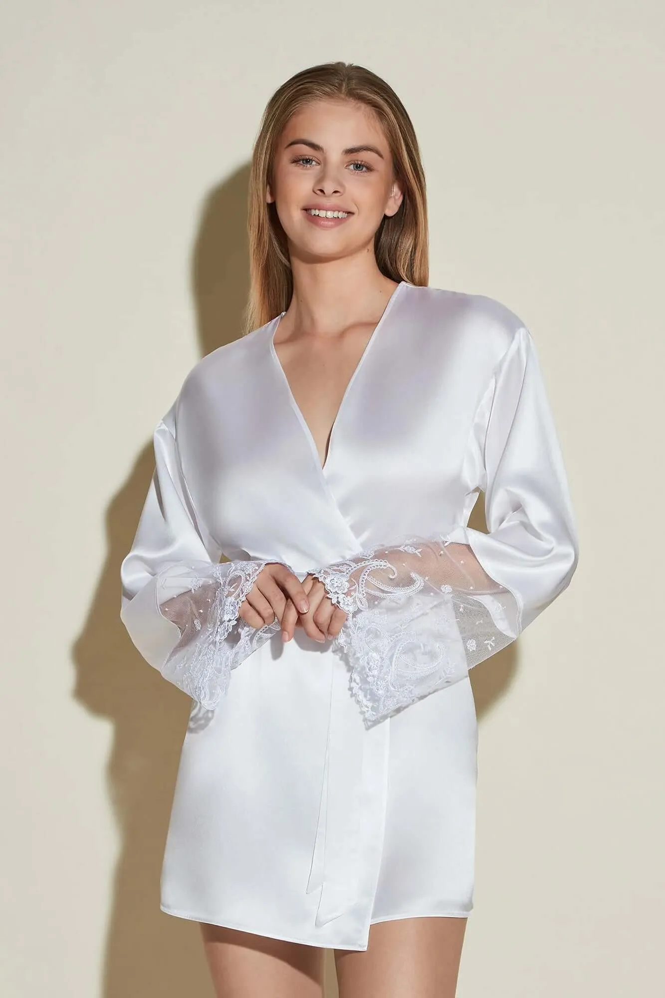 Sanika Silk Robe in White