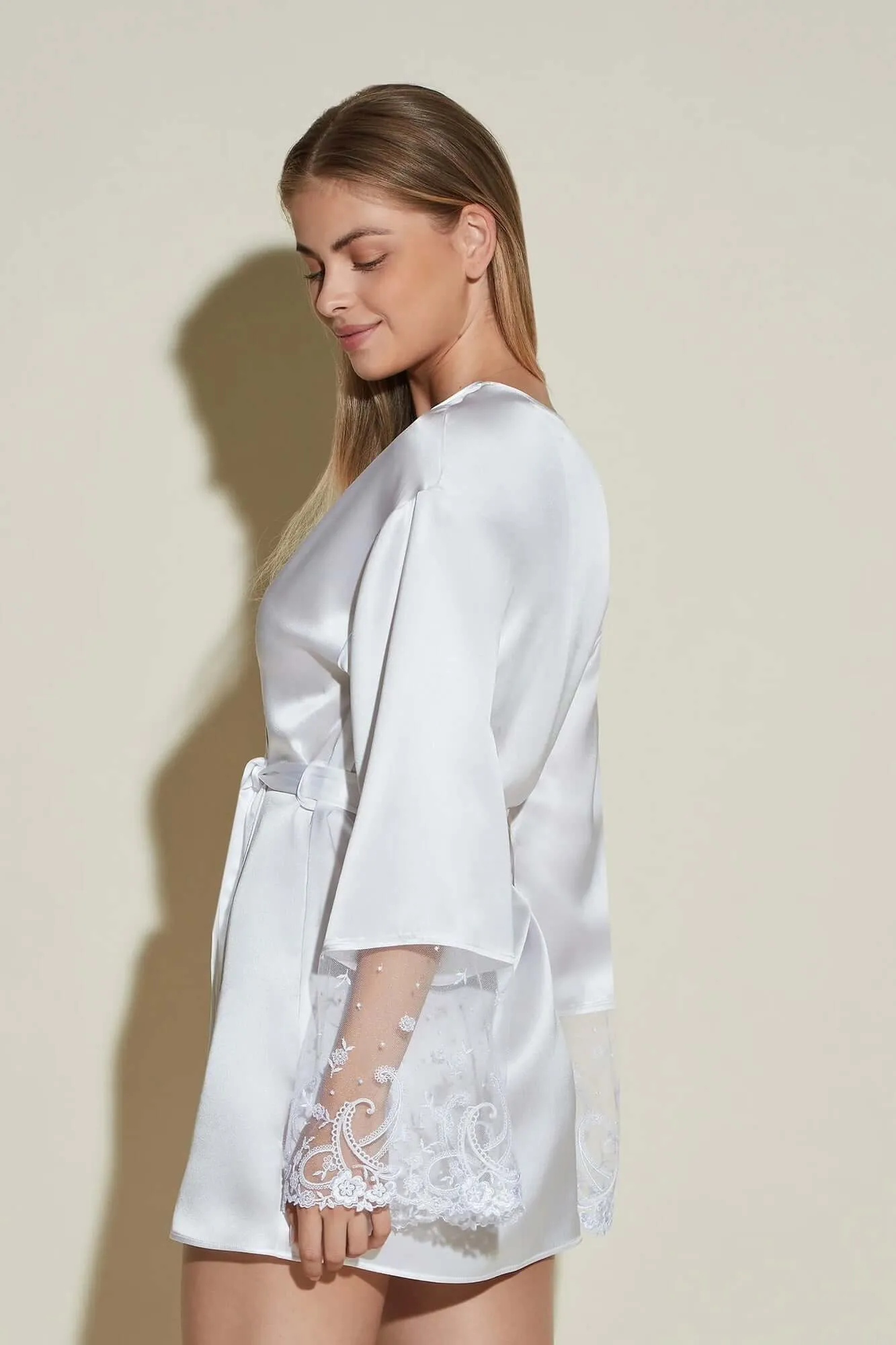 Sanika Silk Robe in White