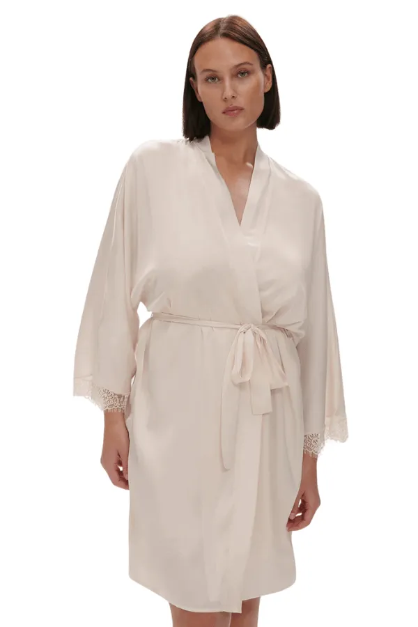 Satin Secrets Kimono - Cream