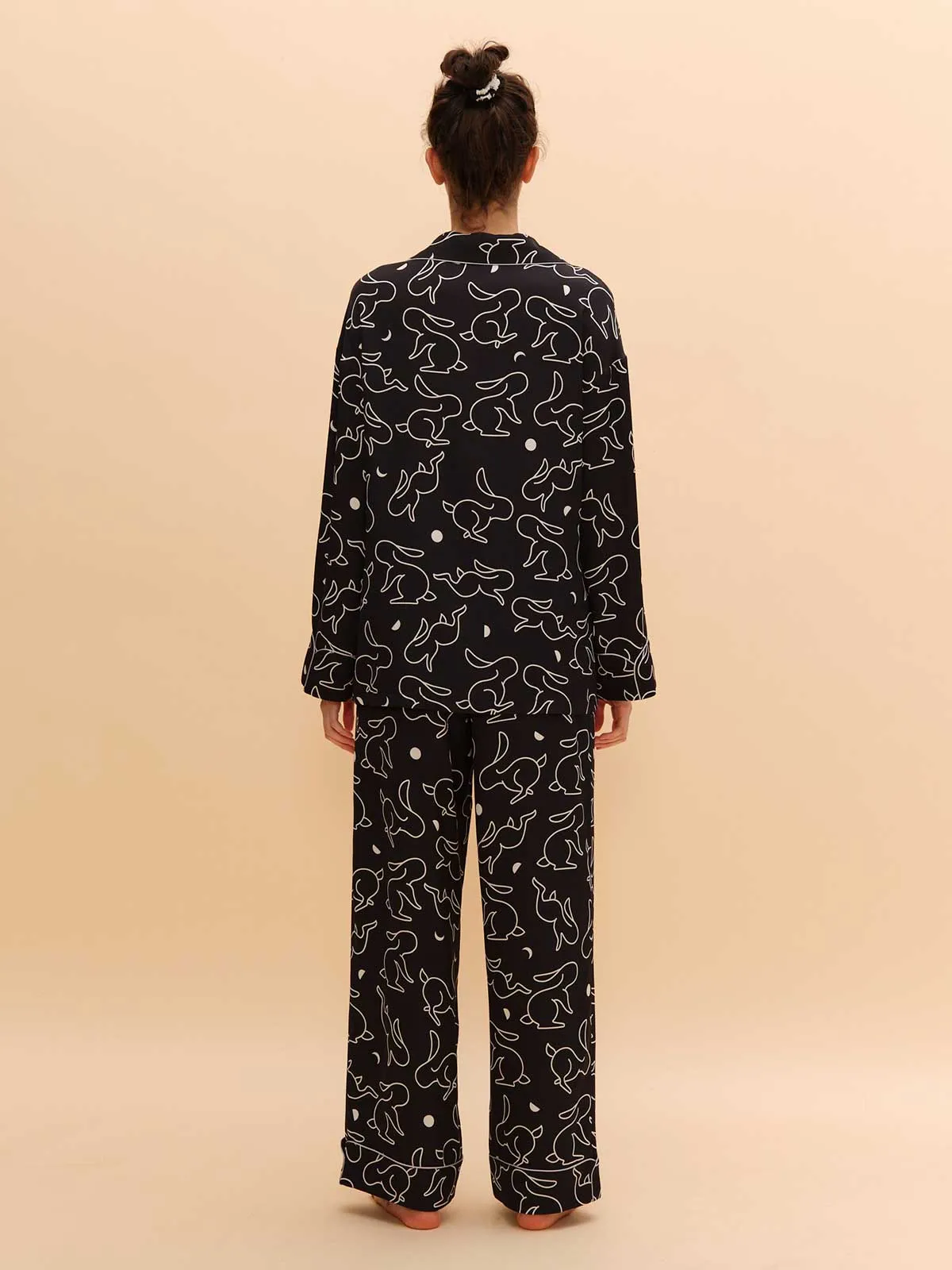 SILKINC Rabbit Silhouette Silk Pajamas Set