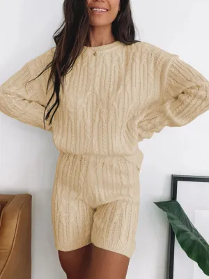 Simple Casual Loose Loungewear Knitted Suit