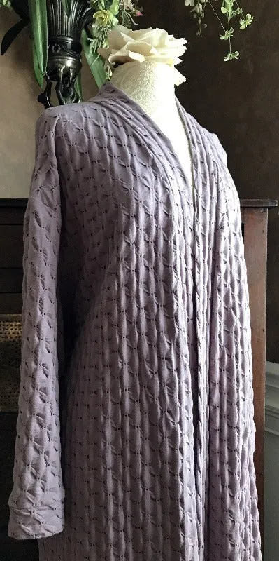 Smokey Neutral Long Simple Wrap Robe Waffle Collection