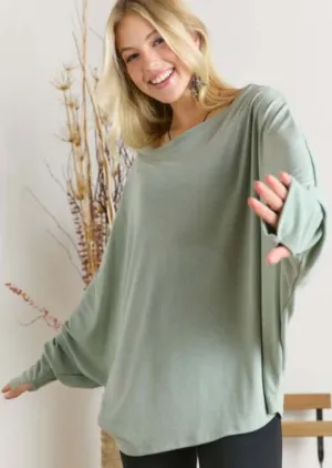 So Soft Dolman Sleeve Top with Thumb Holes - Clearance Final Sale