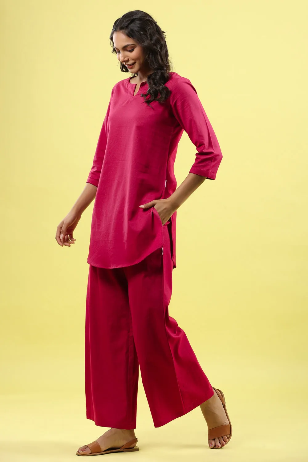 Solid Red Palazzo Loungewear Set