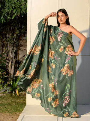 Soundarya Botanical Neemleaf one Shoulder Kaftaan