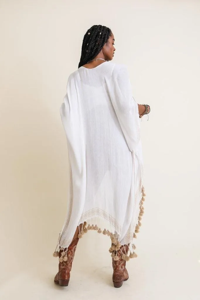 Tassel Fringe Maxi Kimono