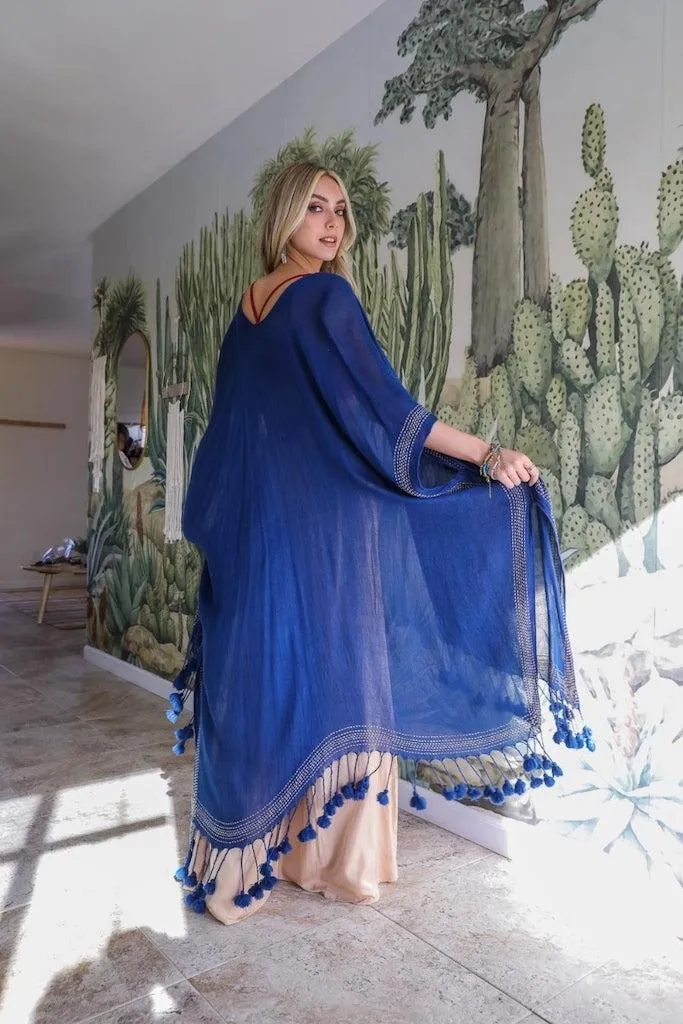 Tassel Fringe Maxi Kimono