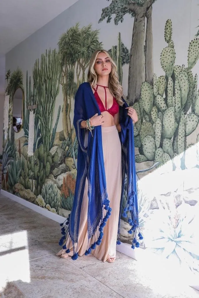 Tassel Fringe Maxi Kimono