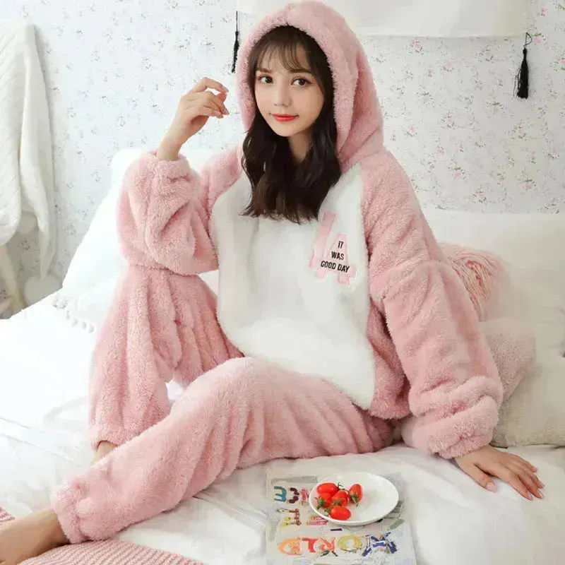 Thick Warm Coral Velvet Pajamas Sets