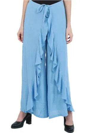 Tranquil Tide Blue Ruffle Hem Pant