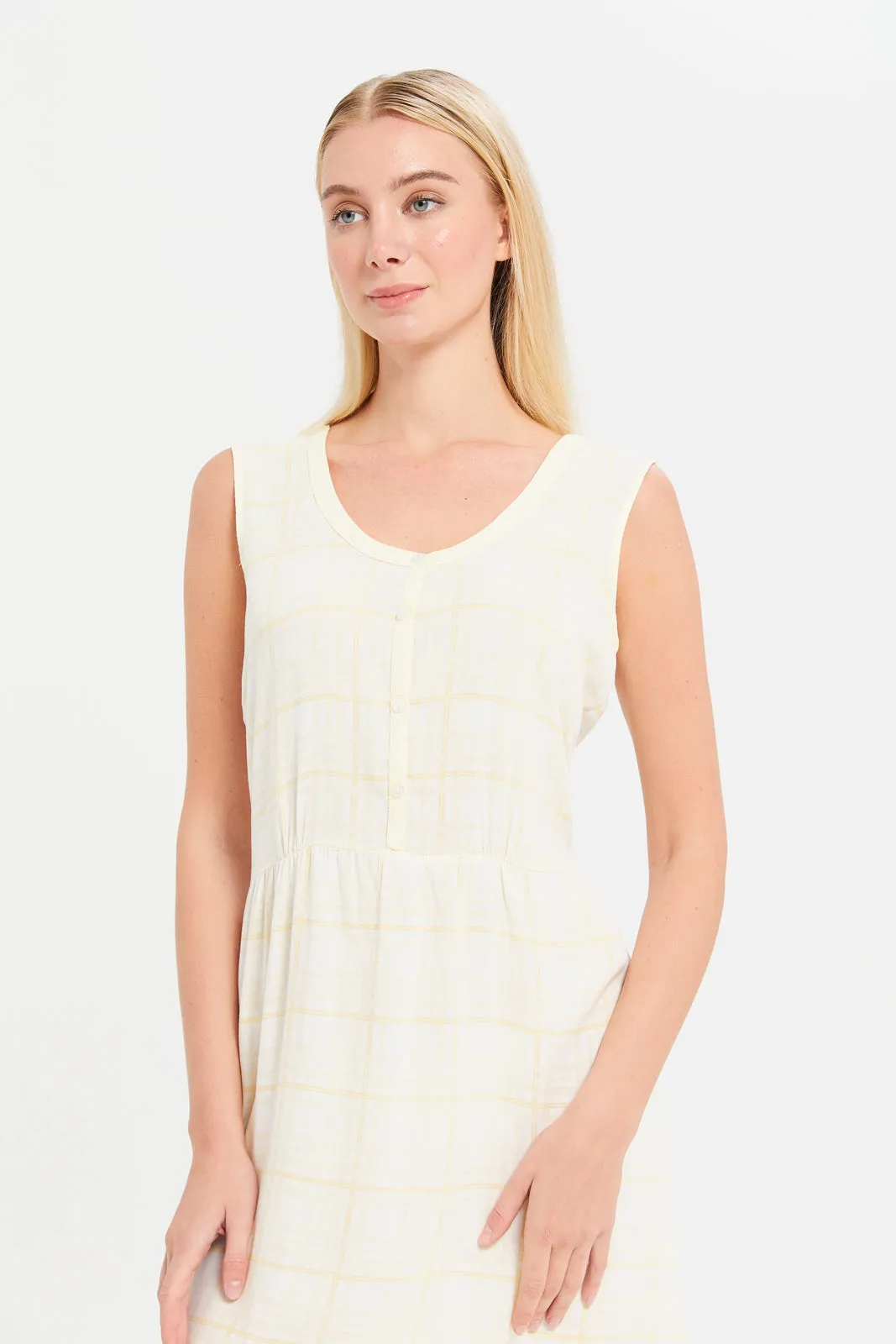 Women Yellow Checkered Chemise