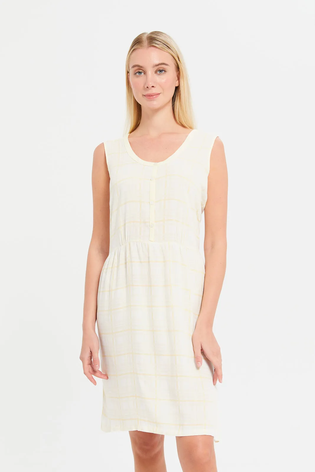 Women Yellow Checkered Chemise