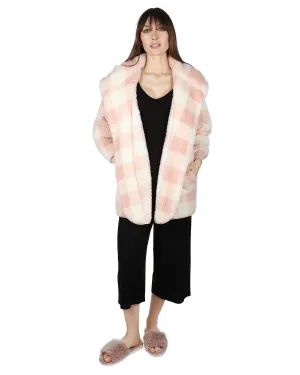 Women's Plaid Plush Hooded Cardigan