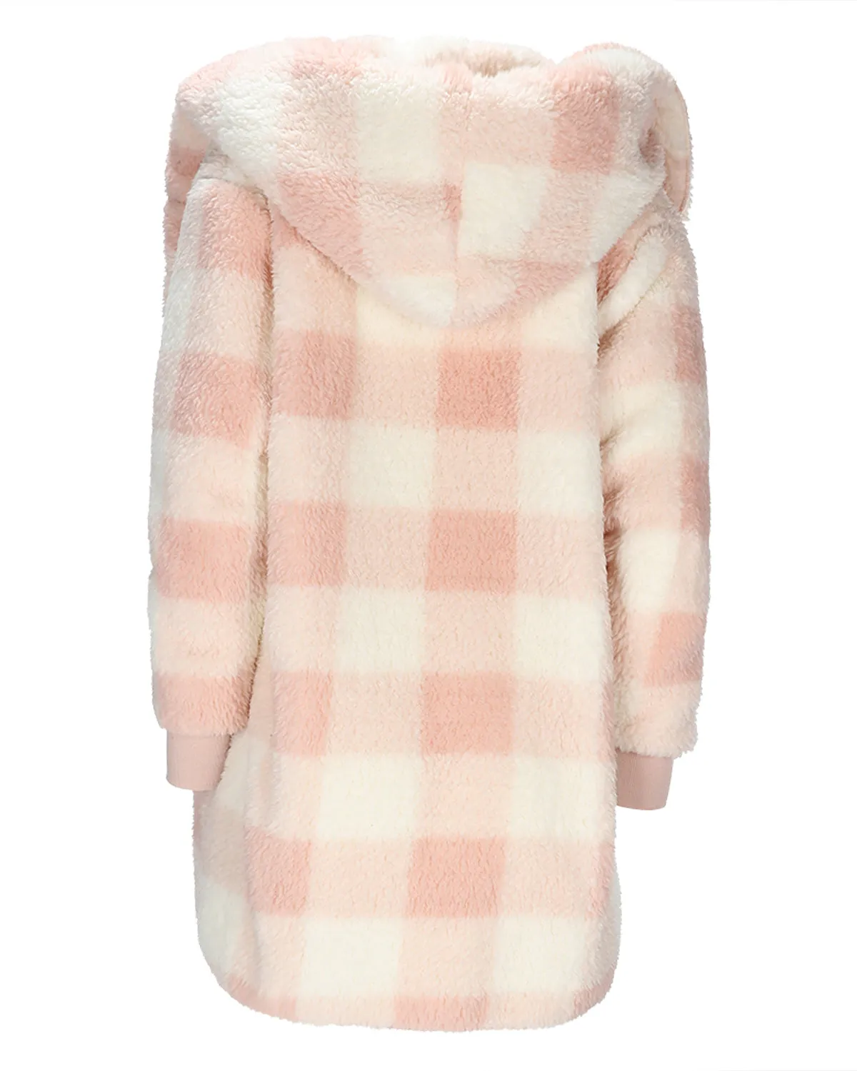 Women's Plaid Plush Hooded Cardigan