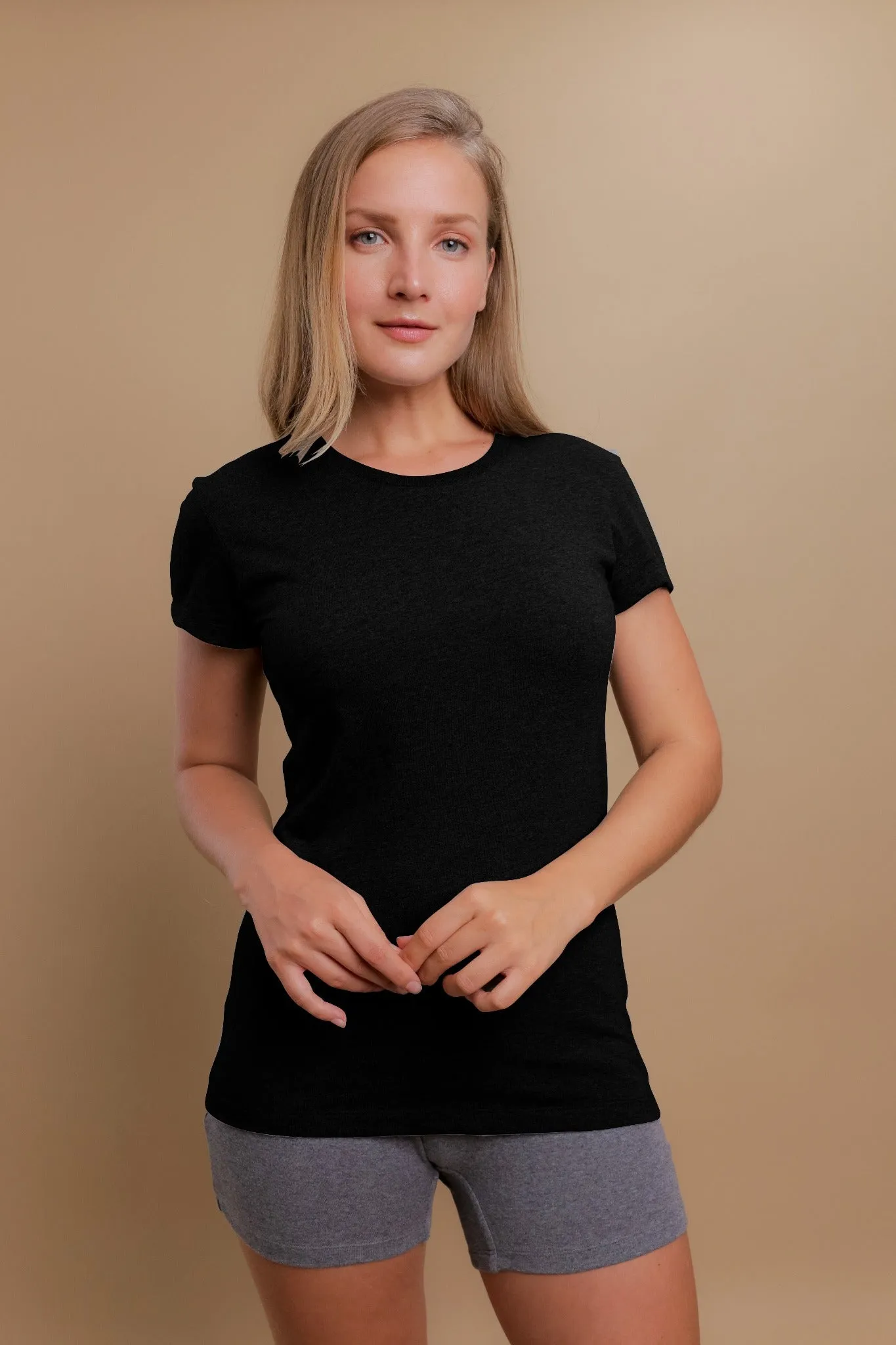 Women's Round Neck Cap Sleeve Shirt